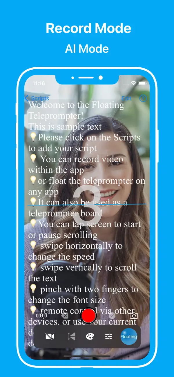 Teleprompter App Screenshot - Settings and customization - 悬浮提词器设置和自定义选项